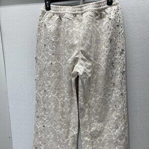 Birth of Royal Child Men's Cashew Blossom Pearl Embellished Sweatpants Off-White
